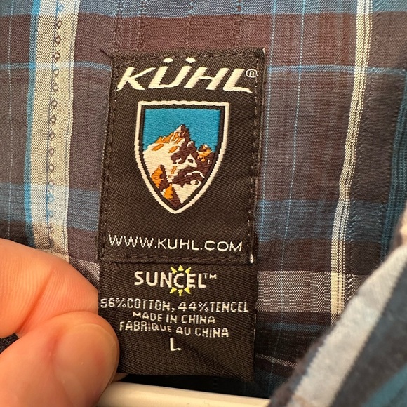Kuhl Mens Blue Gray Plaid Short Sleeve Active Casual Suncel Button Shirt Size L - Picture 2 of 10